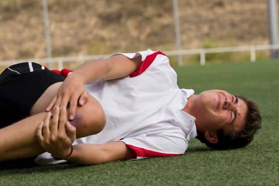 Youth athlete suffers a knee injury